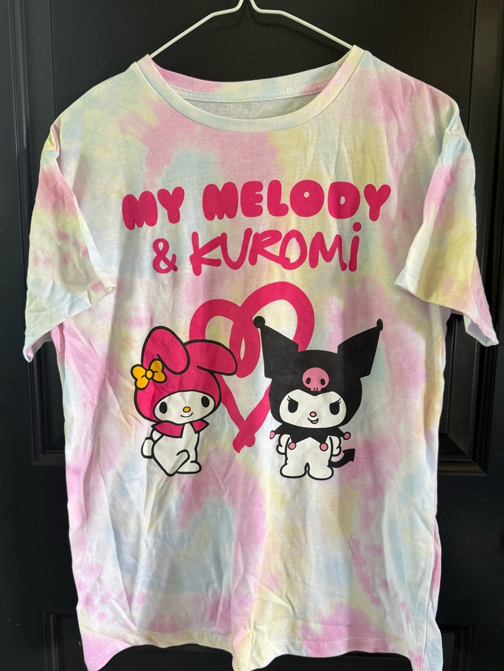 Sanrio My Melody & Kuromi Tie-Dye Graphic Tee - Pink, Yellow, Blue